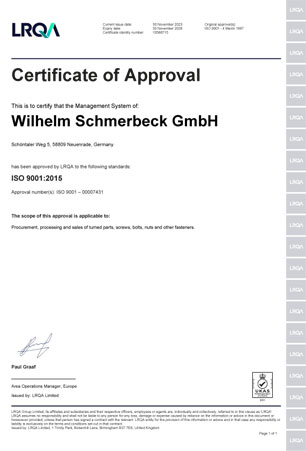 Zertificate DIN EN ISO 9001:2015